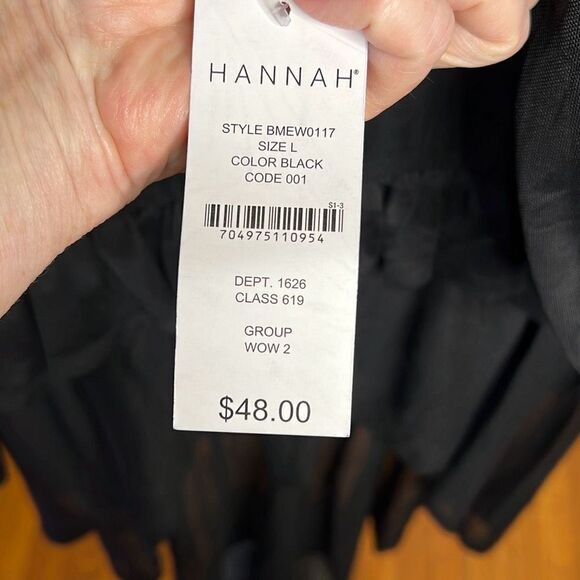 Hannah Black Sheer High Low Ruffle Top Size Large Nwt - Picture 5 of 6